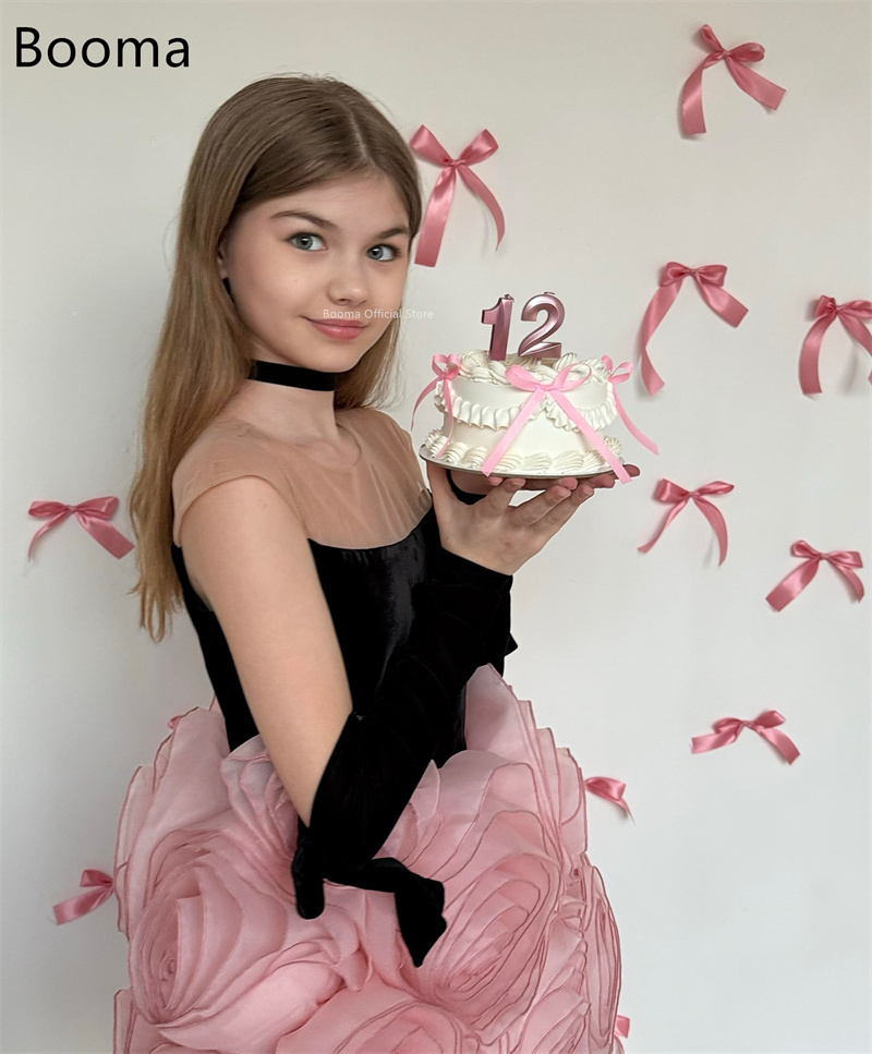 Booma A-Linie Blumen Mädchen Kleider Hochzeit Party Kleid für Kinder Ärmellose Blumen Mädchen Ballkleider Maßgeschneidert 2025