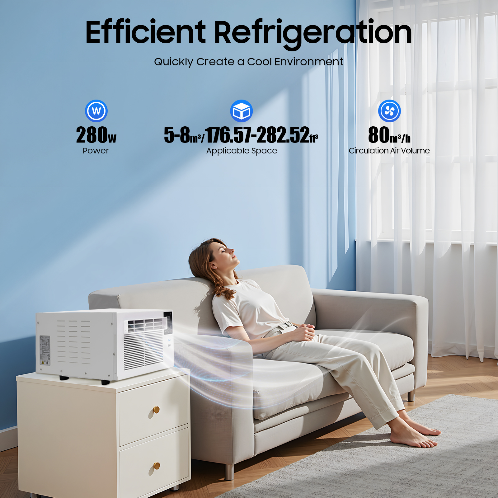 Draagbare airconditioner 280W halfgeleider koelkast timingfunctie afstandsbediening voor binnenkoeling