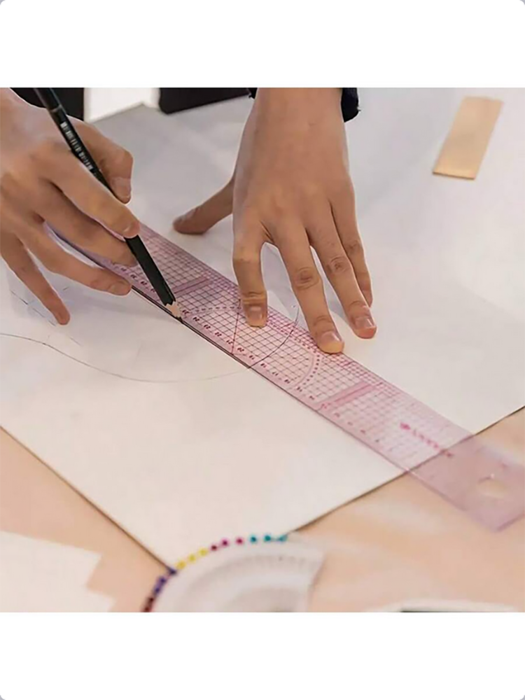 Empire sewing ruler and French curve, used for pattern making drafting, transparent plastic fashion designer ruler pieces assemb