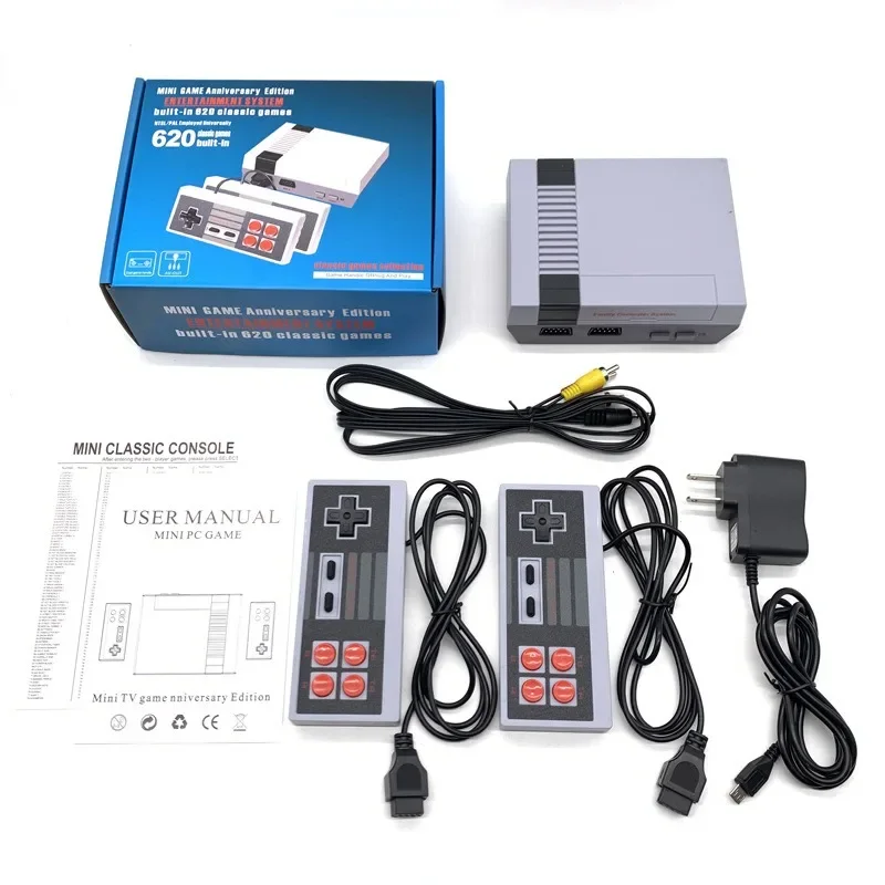 Console de jeu vidéo Mini TV pour loisirs familiaux, sortie AV, rétro, 620 jeux classiques intégrés, manette de jeu pour touristes, lecteur de jeu