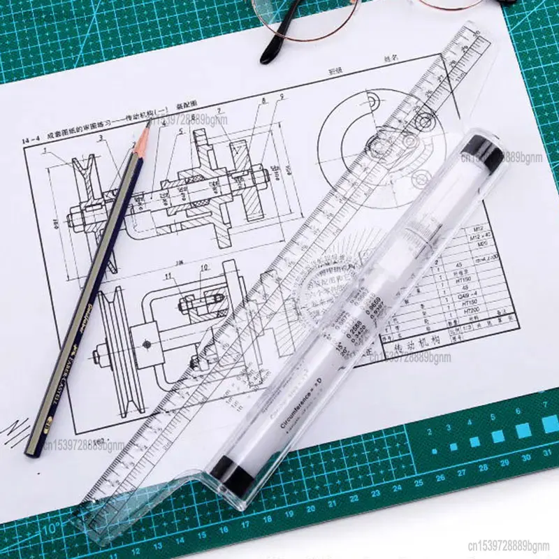 30cm Multi-purpose Angle Parallel Scroll Rolling Balance Scale Ruler Template For Art Design Architect Draft Drawing Measuring