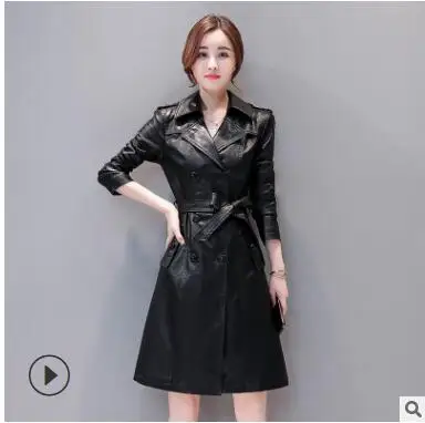 トップコンパウンドラムスキンレザージャケット女性フリーウォッシュ PU 女性服トレンチロングフェイクファーコートストリートカサカパラ mujer