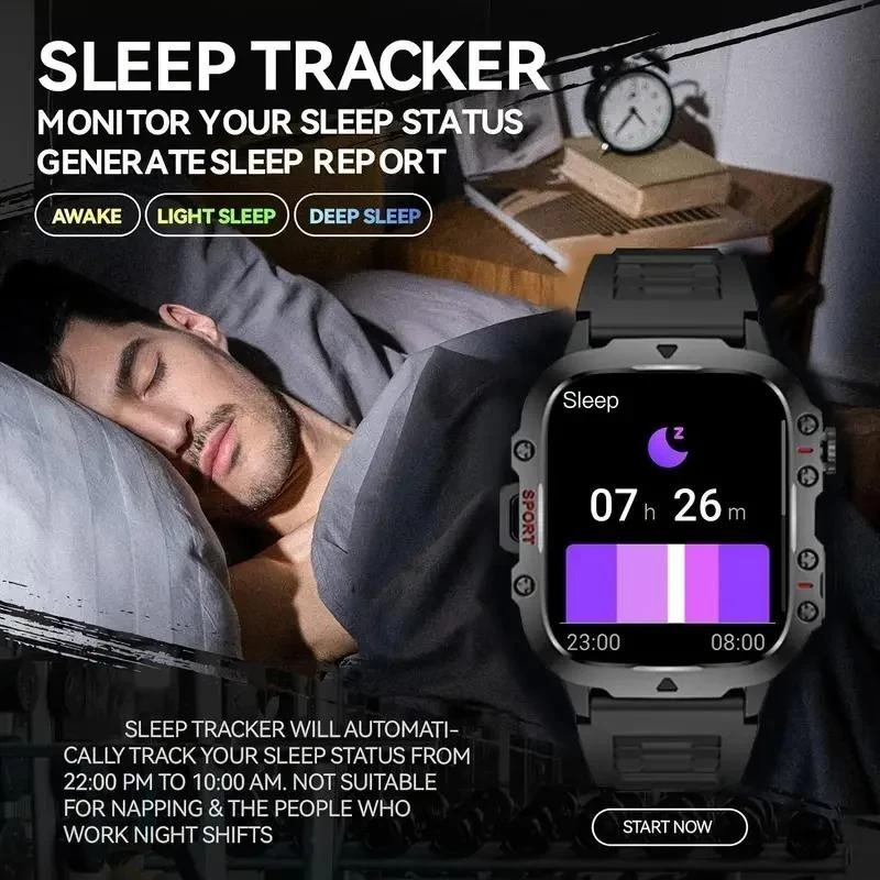 LAXASFIT 2025, robuste Militär-Smartwatch, Herren-Outdoor-Uhr, 2,01 Zoll HD-Touchscreen, Stimme, Bluetooth, Anruf, Smartwatch