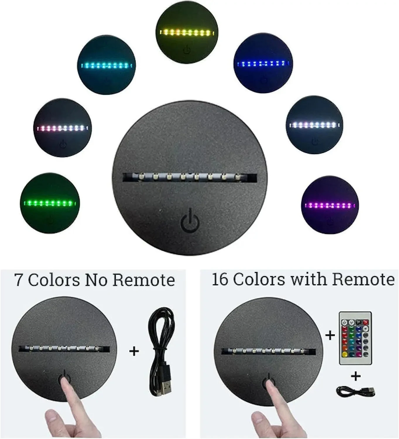 10 pçs 3d led suporte de luz placa acrílica ligh base 16 cores regulável abs usb controle remoto lâmpada mesa estação luz vertical
