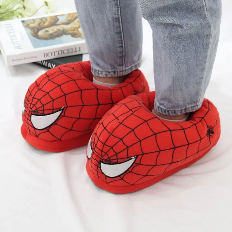 Chaussons en peluche Disney Spider Man, chaussures en coton chaud, épaissies, non ald, maison, cadeau de Noël, paquet complet