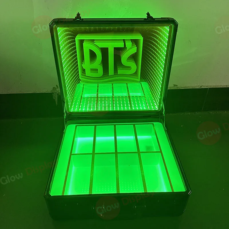 Custom Lockable LED Money Box Lighted Dollar Carrier Locking Display Case Wine Bottles Briefcase Champagne Suitcase Presenter