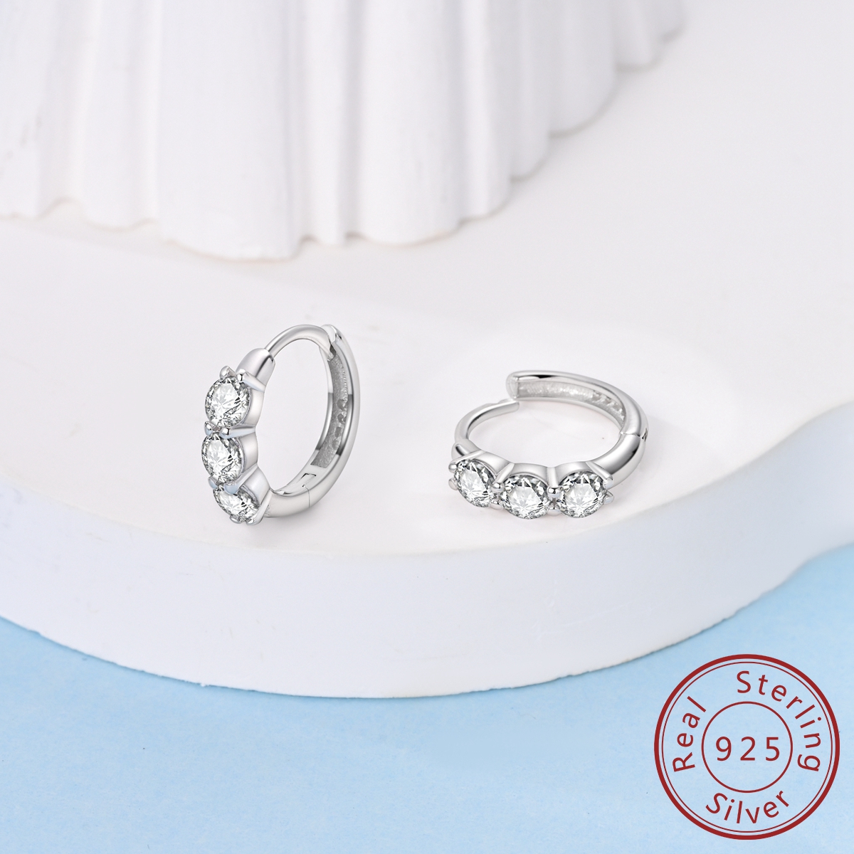MULA 1PC 925 スターリングシルバー女性フープイヤリングジルコンラウンド Pendientes ファインジュエリーギフト