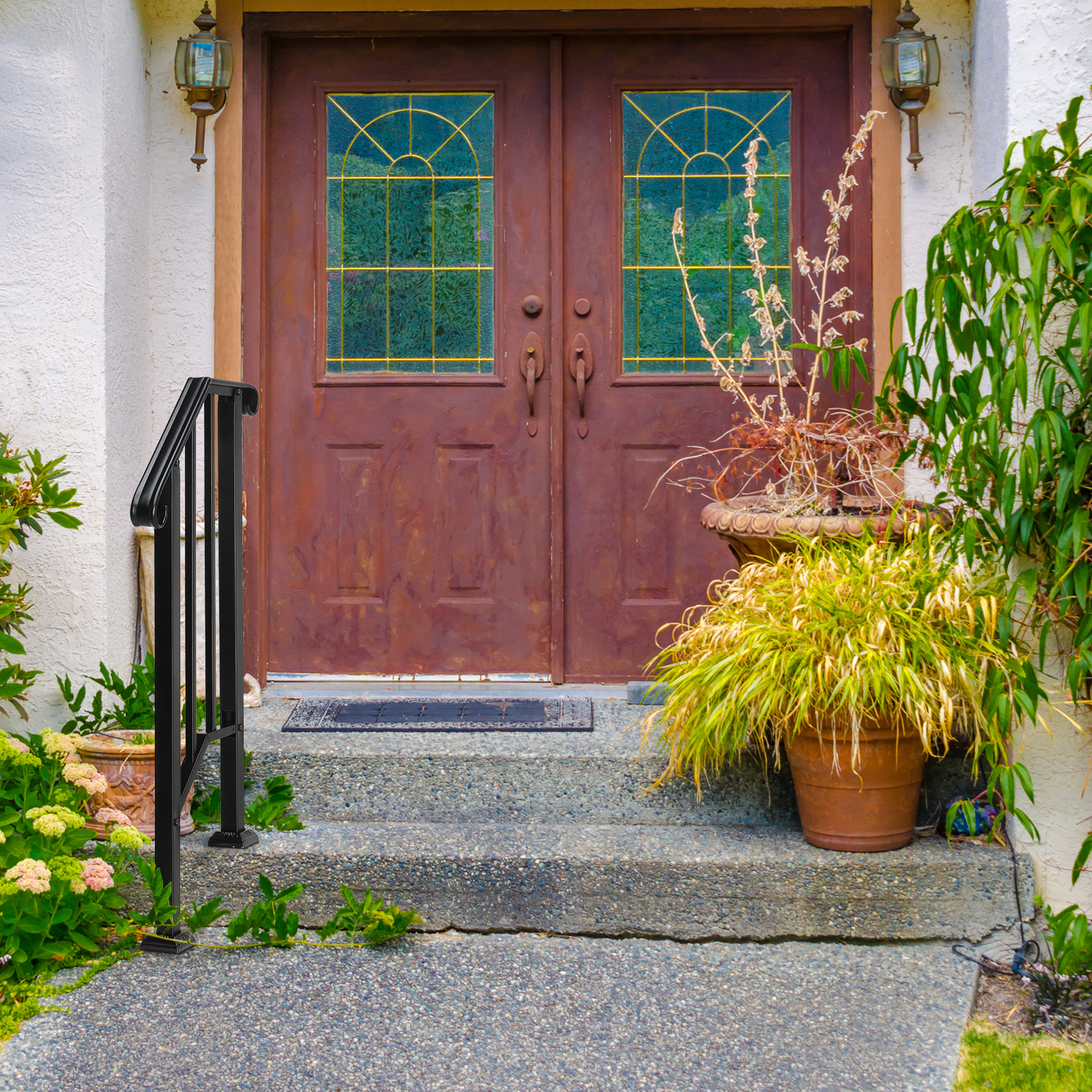 Matte Black Outdoor Iron Handrail, Matt Wrought Iron Stair Rail Transitional balustrades & handrails Handrail, Rustproof