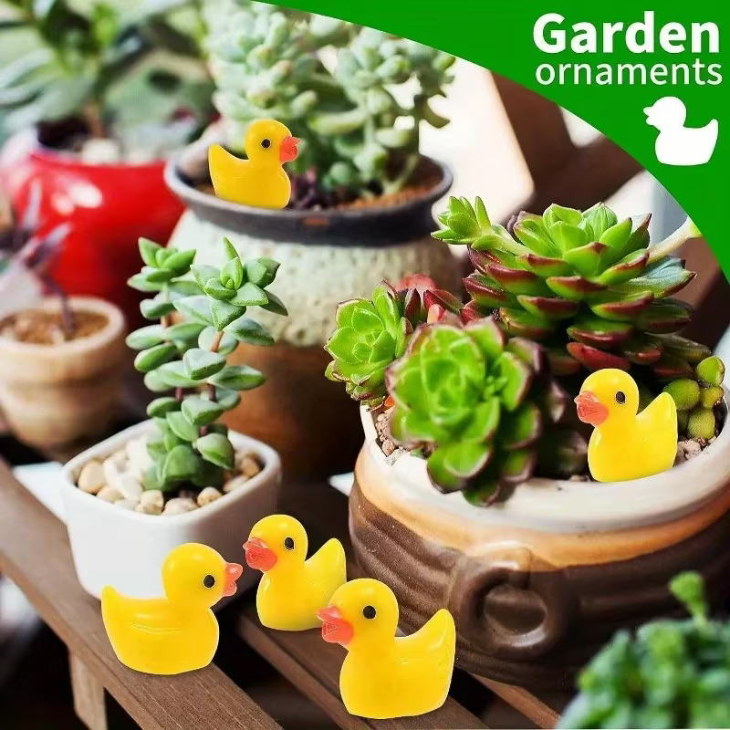 50/100Pcs Mini Resin Ducks Tiny Duck Miniature Figures Bulk Little Duck Charms for Party, DIY Micro Landscape Decorations