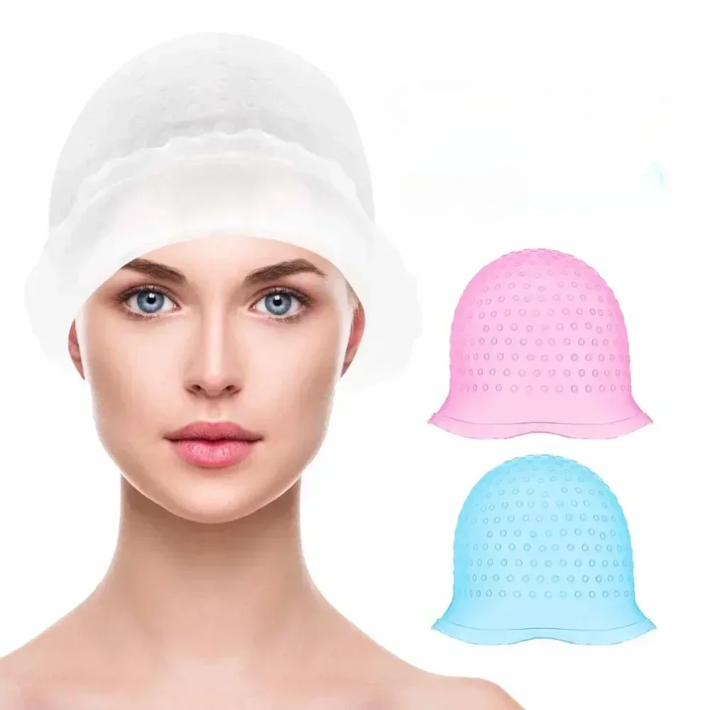 Salon Silicone Hair Coloring Cap Highlight Reusable Needle Hair Dying Frosting Hat Dye Hairstyling Tool Accessories Household