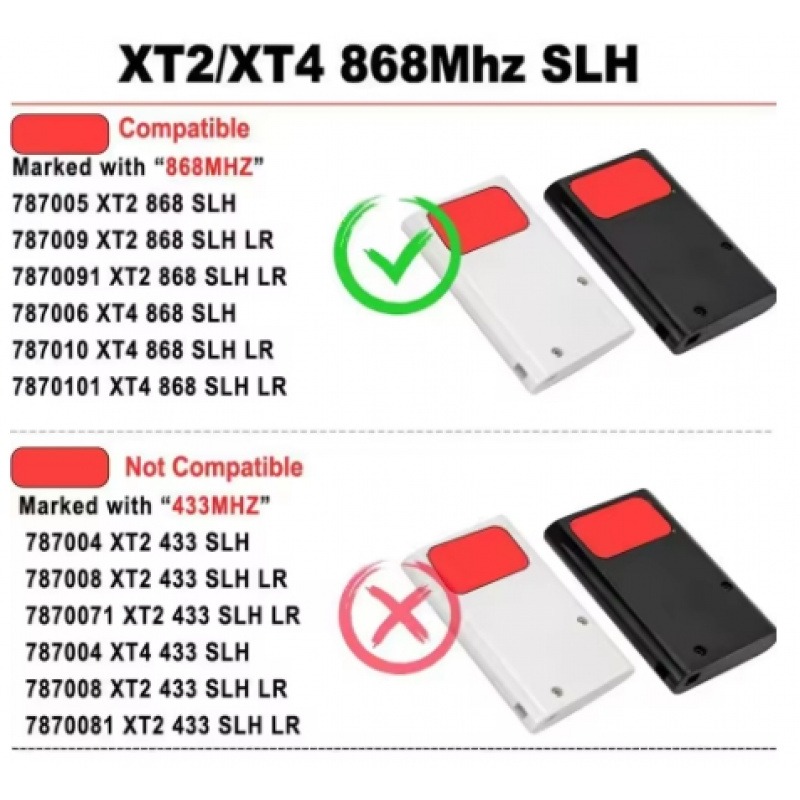 Xt2 Xt4 868 Slh Lr Гаражные ворота, совместимые с частотой 868 МГц Xt2 Xt4 868 Slh, Xt2 Xt4 868 Slh Lr