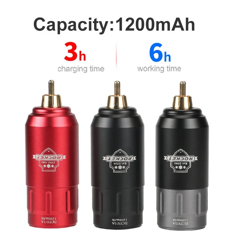 ミニワイヤレス電源ロケットロータリータトゥーマシンペン RCA コネクタタイプ C 充電式ポータブルタトゥーバッテリーパック