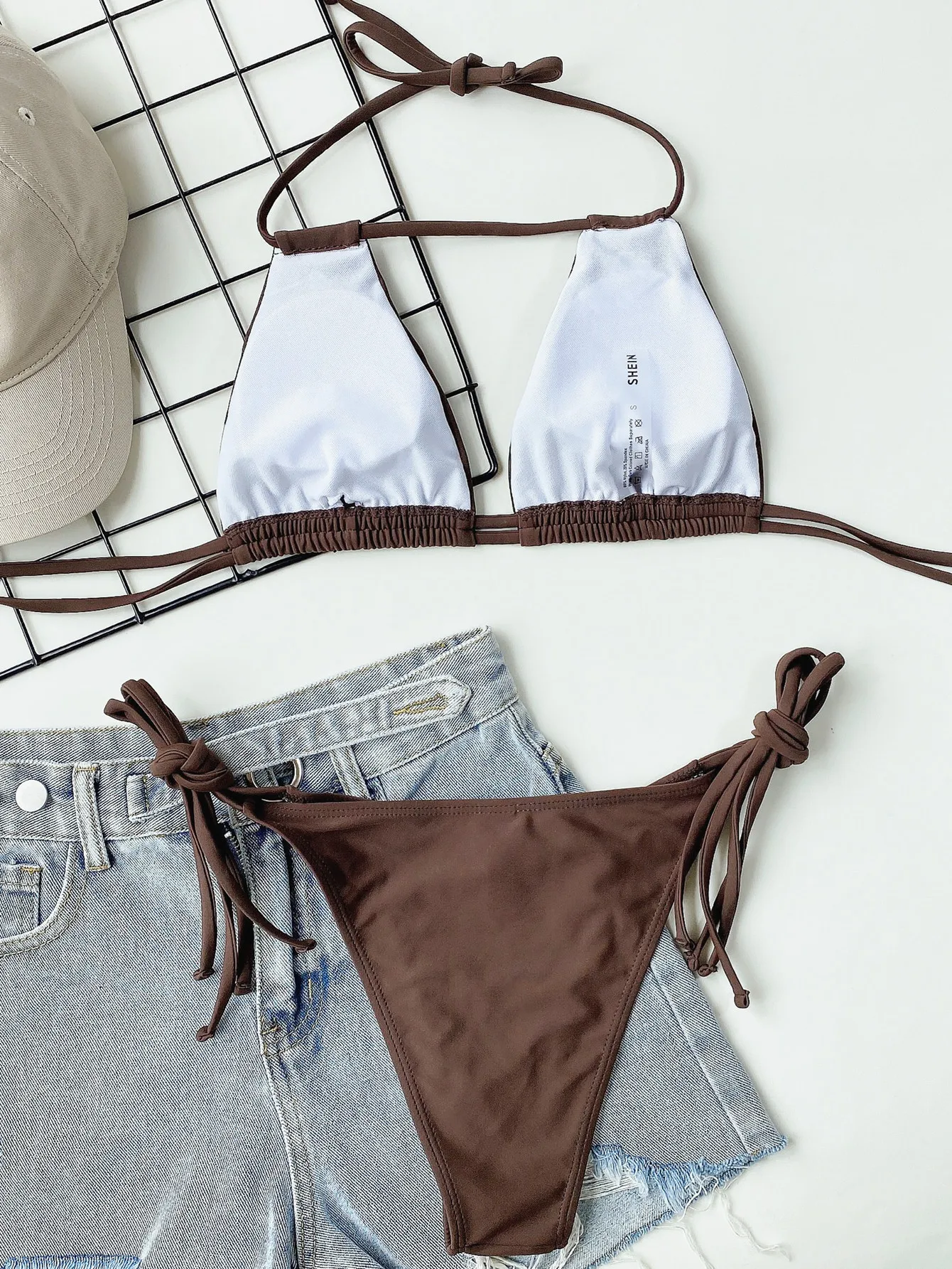 2023 Sexy Feste Bandage Bikini Halter Strappy Bademode Frauen Badeanzug Weibliche Zwei Stücke Bikini Set Niedrige Taille Badeanzug Badende
