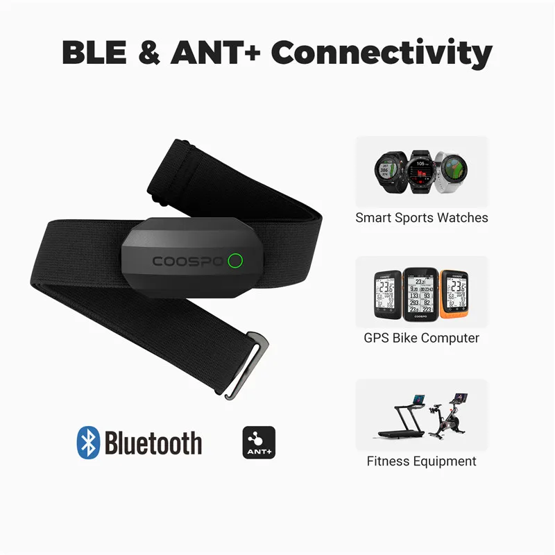 COOSPO H808S Heart Rate Sensor สายคล้องคอ HRM Monitor ANT + บลูทูธ IP67 สําหรับ Peloton Zwift DDP โยคะ Wahoo Polar Beat