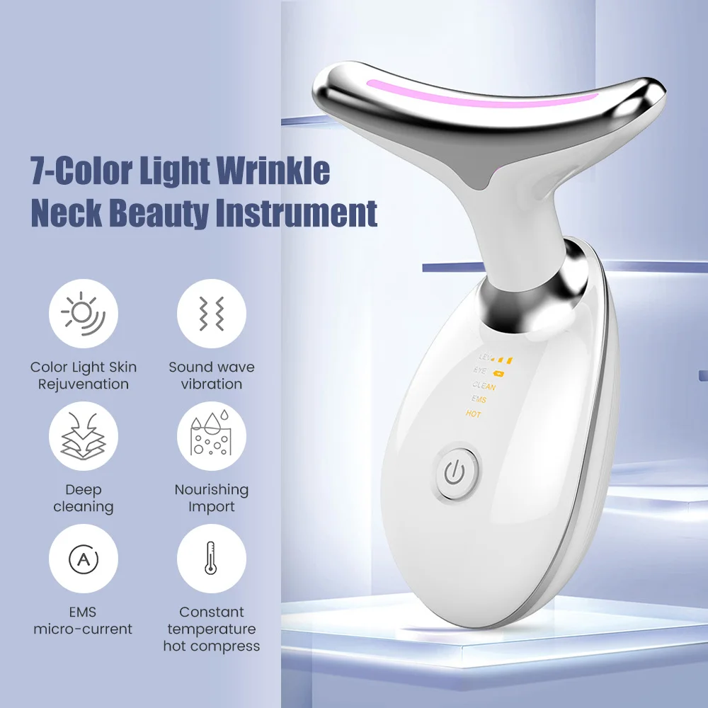 Microcurrent Face Neck Lifting Massager LED Photon Therapy Skin Tighten Massage Reduce Double Chin Anti Wrinkle Beauty Device