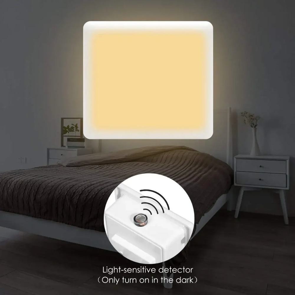 Melery Auto 0,3 W LED luz nocturna enchufe del Reino Unido blanco cálido/día atardecer hasta amanecer Sensor de luz diurna diseño inteligente de ahorro de energía Oficina en casa