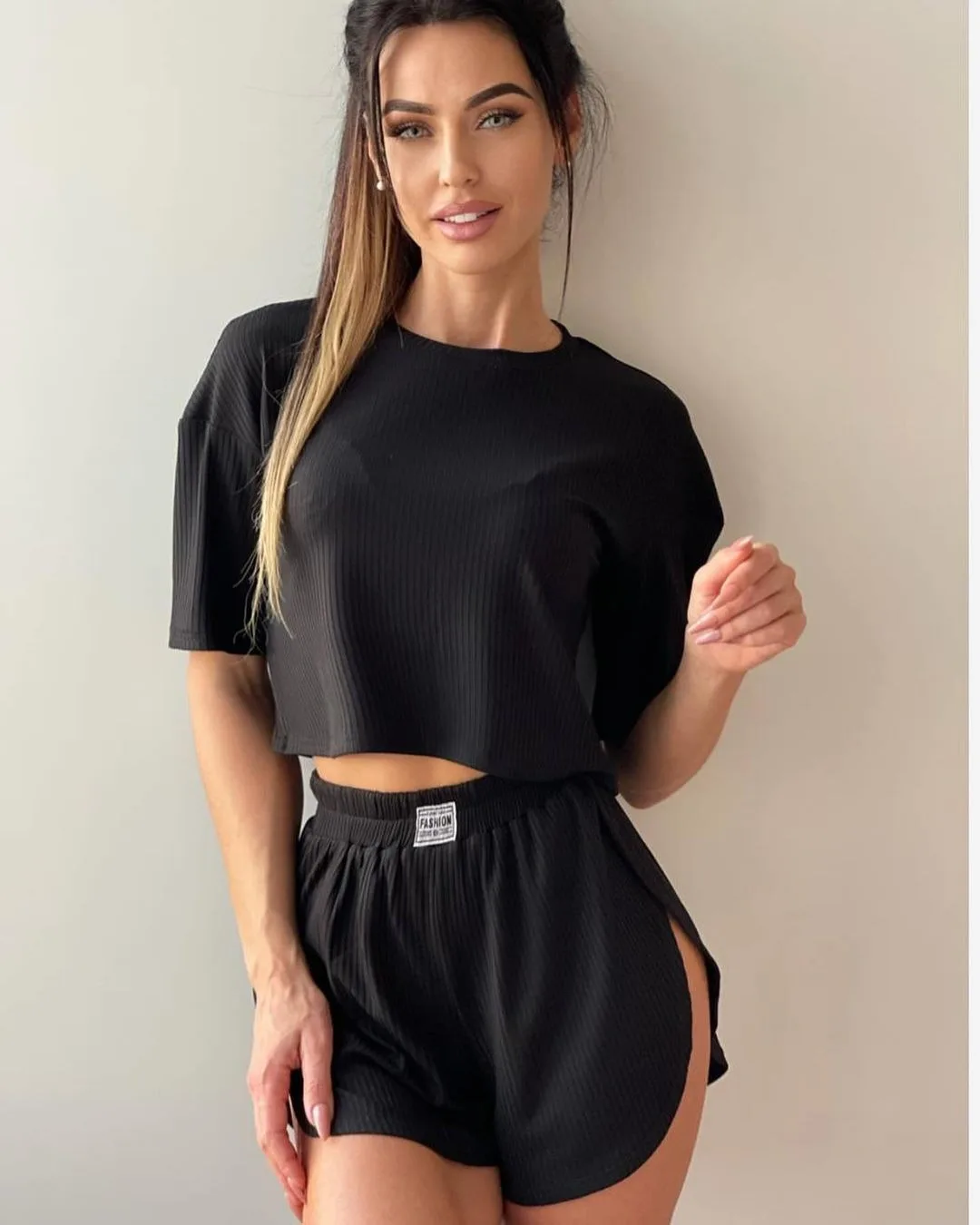 Pijama feminino de duas peças confortável sexy manga curta shorts homewear
