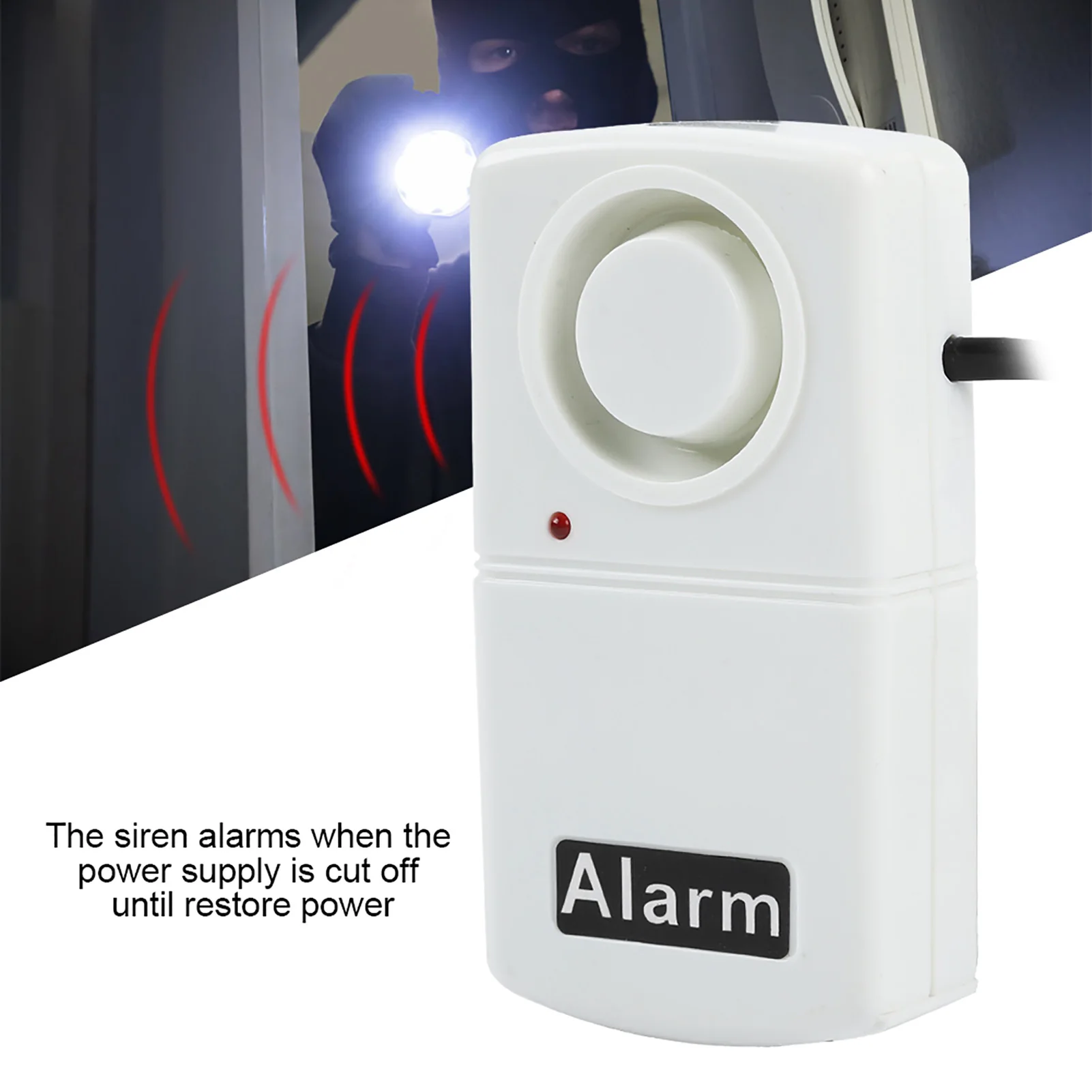 Smart Power Cut Alarme com Indicador LED, Outdoor Warning Siren, 120db, 220V, CN Plug, Automatic Power Cut Failure Alert