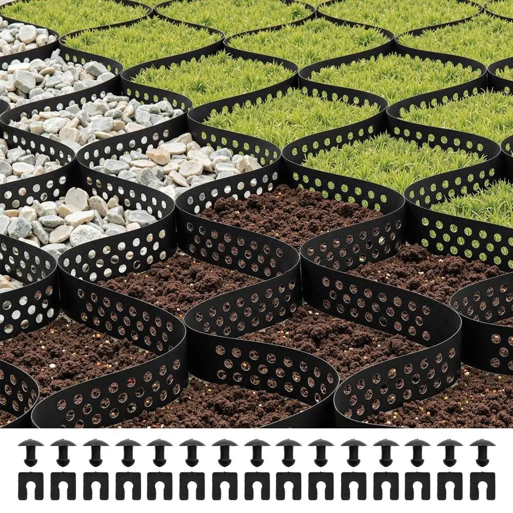 Geocell for gravel Stabilization Grid Ground Grid 2 Inch Depth 17.06x8.86 FT 5200x2700 mm for Outdoor Use