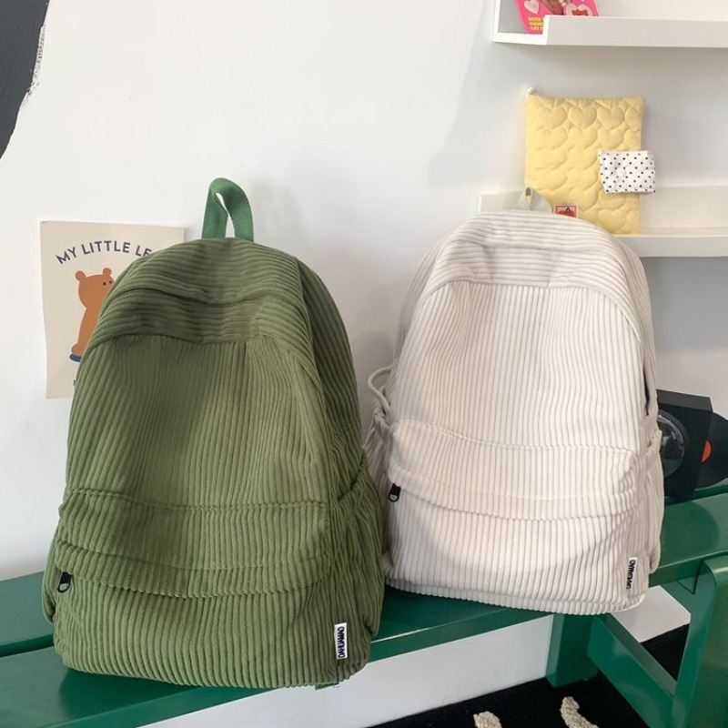 Corduroy Casaul Soft Sewing Thread School Bags Large Capacity 2025 High Quality Bags for Women Softback Zipper Backpack