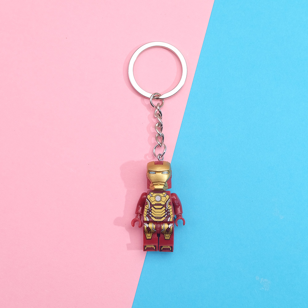 Marvel Superhero Creative Building Blocks Keychain Cartoon Spiderman Pendant Bag Keychain Accessories Toys Children Holiday Gift