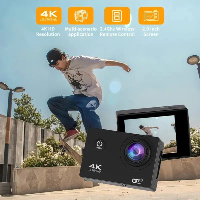 4K Action Camera with 120° Wide - Angle + WiFi - APP Control, Capable of Shooting in Scenes like Diving and Skiing