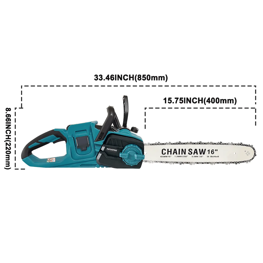 Motosierra eléctrica inalámbrica sin escobillas de 16 pulgadas, herramientas de carpintería recargables para ramas de huerto, cortador de mano para batería Makita