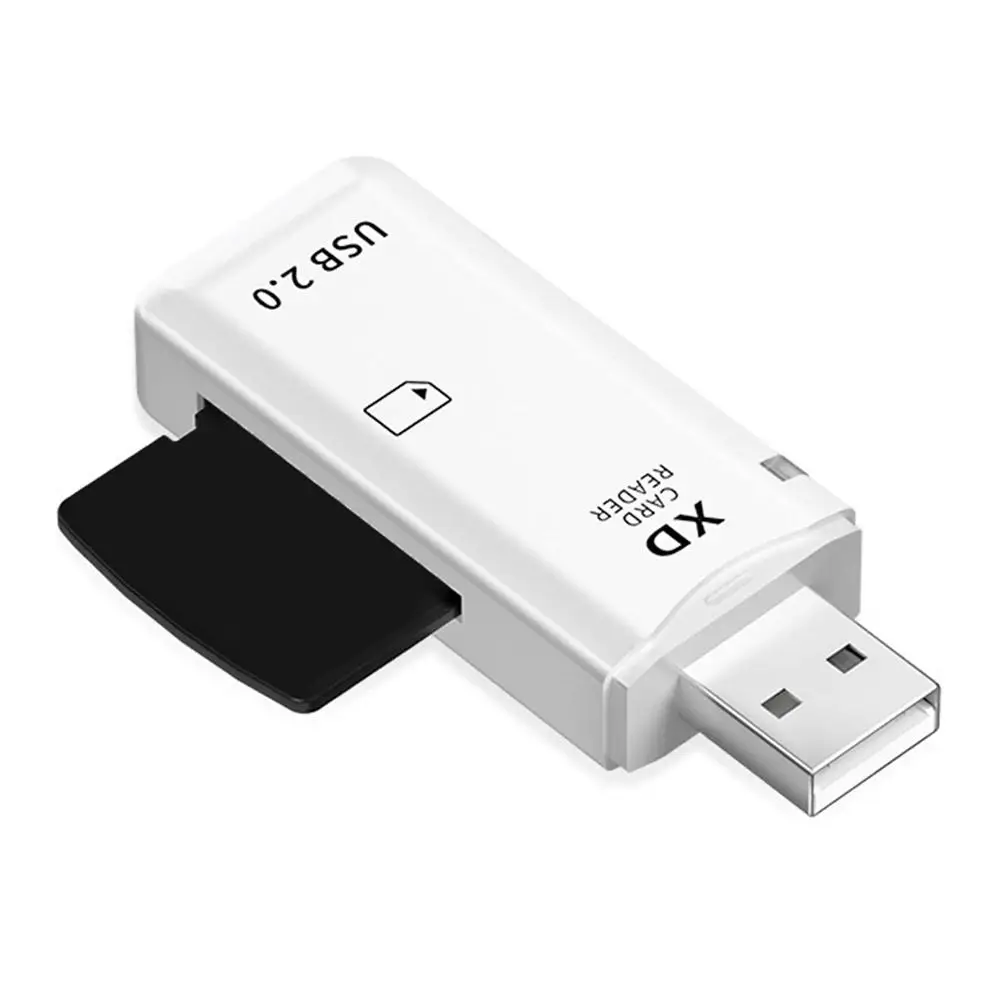USB2.0 高速カードリーダー、ポータブルアイボリーホワイト XD シングルポートカードリーダー、iOS および強力な互換性のあるケーブルアダプター