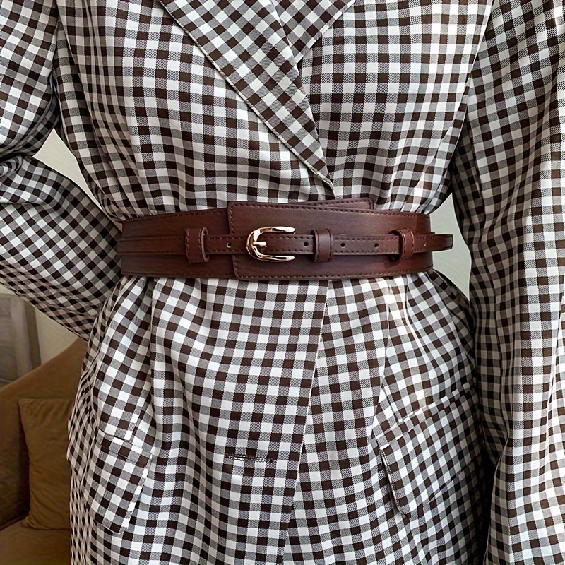 Cinto destacável de couro PU elegante com fivela de pino cintura larga vintage casaco vestido cinto para mulheres