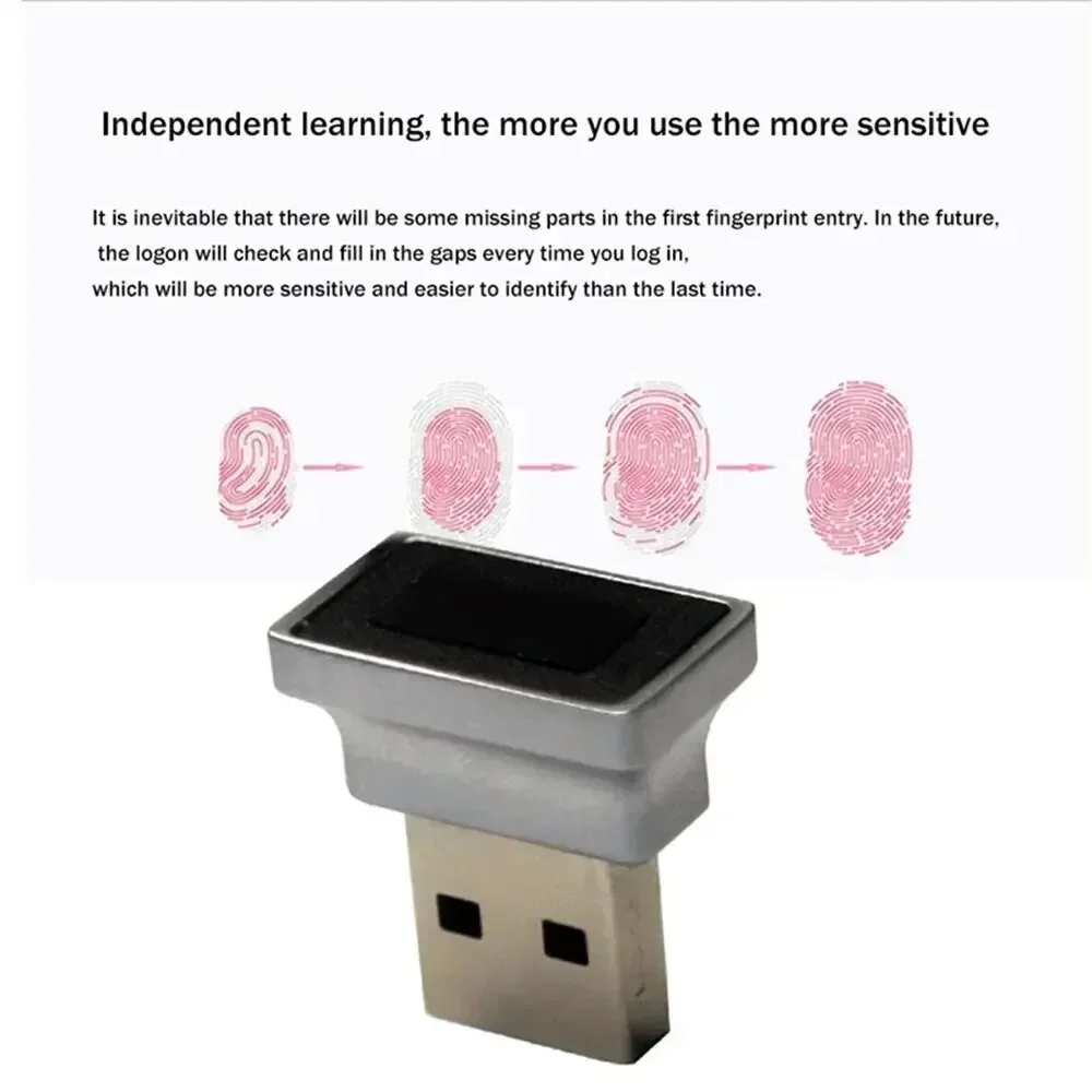 USB Fingerprint Reader for Windows 10/11 Hello, Biometric Scanner for Secure Unlock, Compatible with Laptops & Desktops