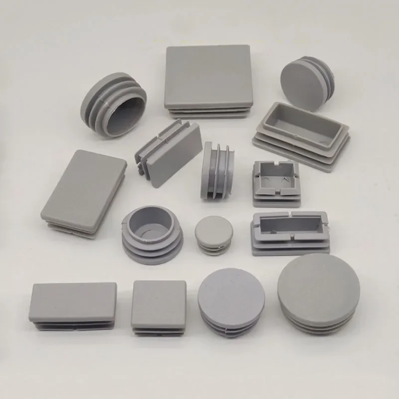Rettangolo/rotondo in plastica grigia tappo terminale inserti per tubi tappo gamba in acciaio stopfen 2/4/8 pezzi tappi per piedi tavolo sedia