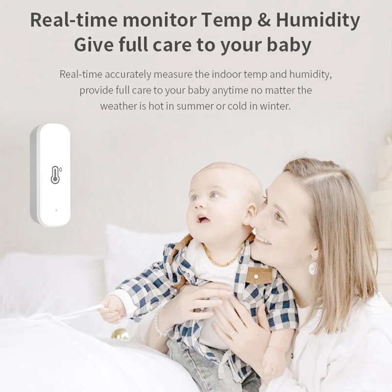 Cozylife-Sensor inteligente de temperatura y humedad, higrómetro interior, funciona con Alexa, Google Home, aplicación Xiaoai, Control por voz