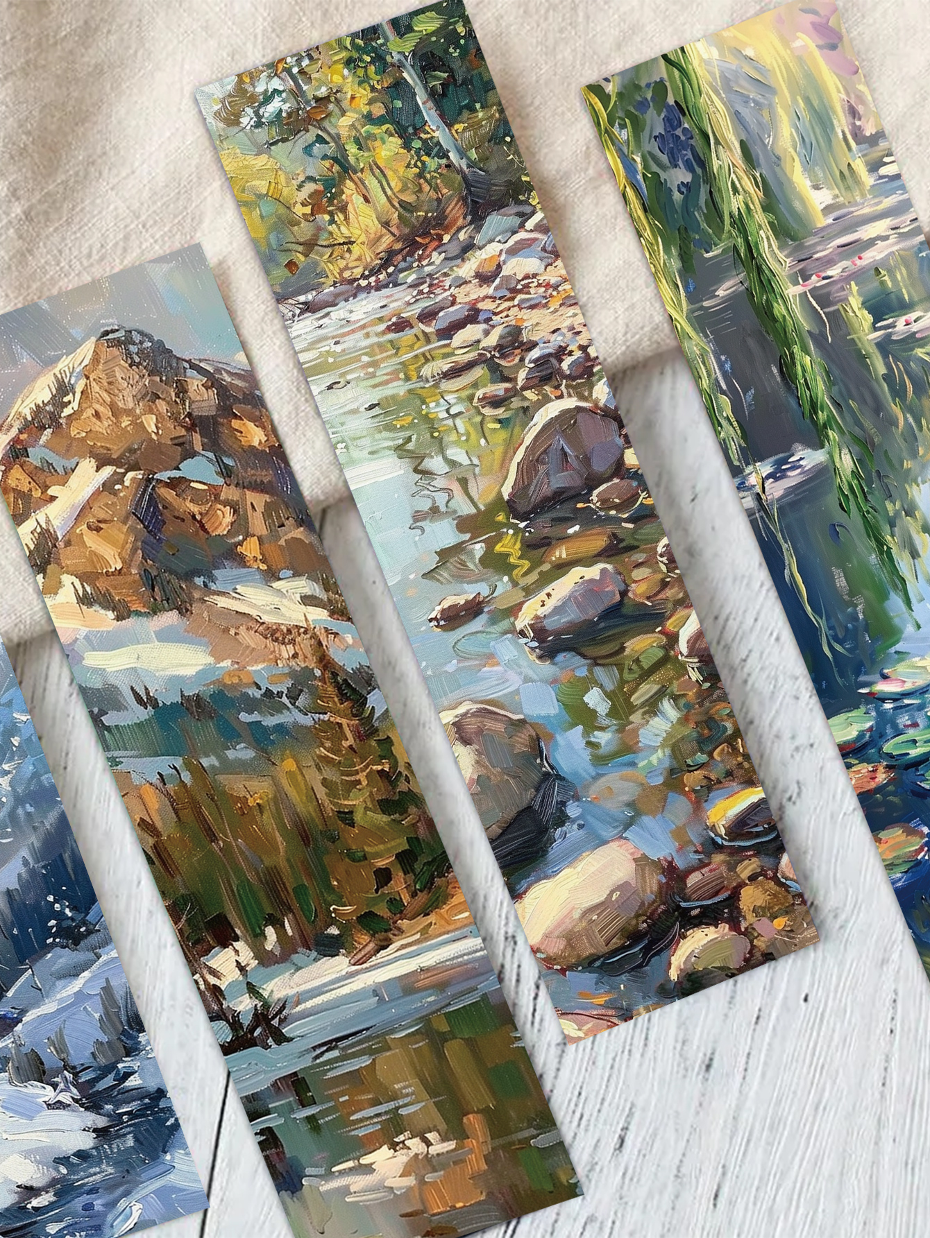 30pcs Oil painting Landscape Bookmarks Reading pages Book marks Student stationery paper card page decoration bookmarks