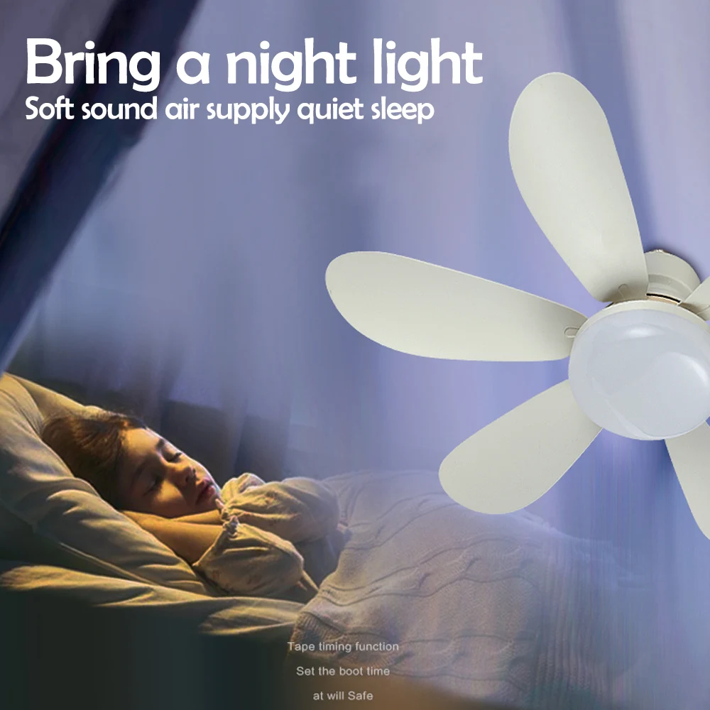 Home E26 E27 LED Ceiling Fan Light Wireless Remote Control with Stepless Dimming Night Lights Smart Fan for Room Office Study