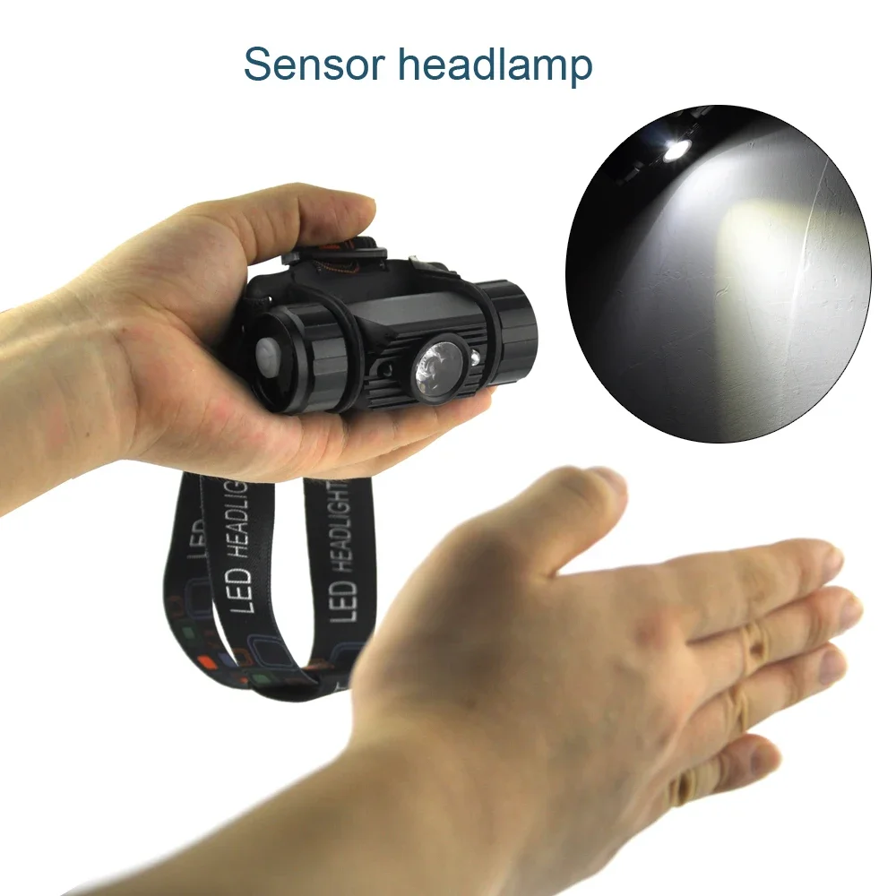 BORUiT 020 Sensor de movimiento LED faro 1000LM tipo C recargable faro impermeable Camping caza cabeza antorcha