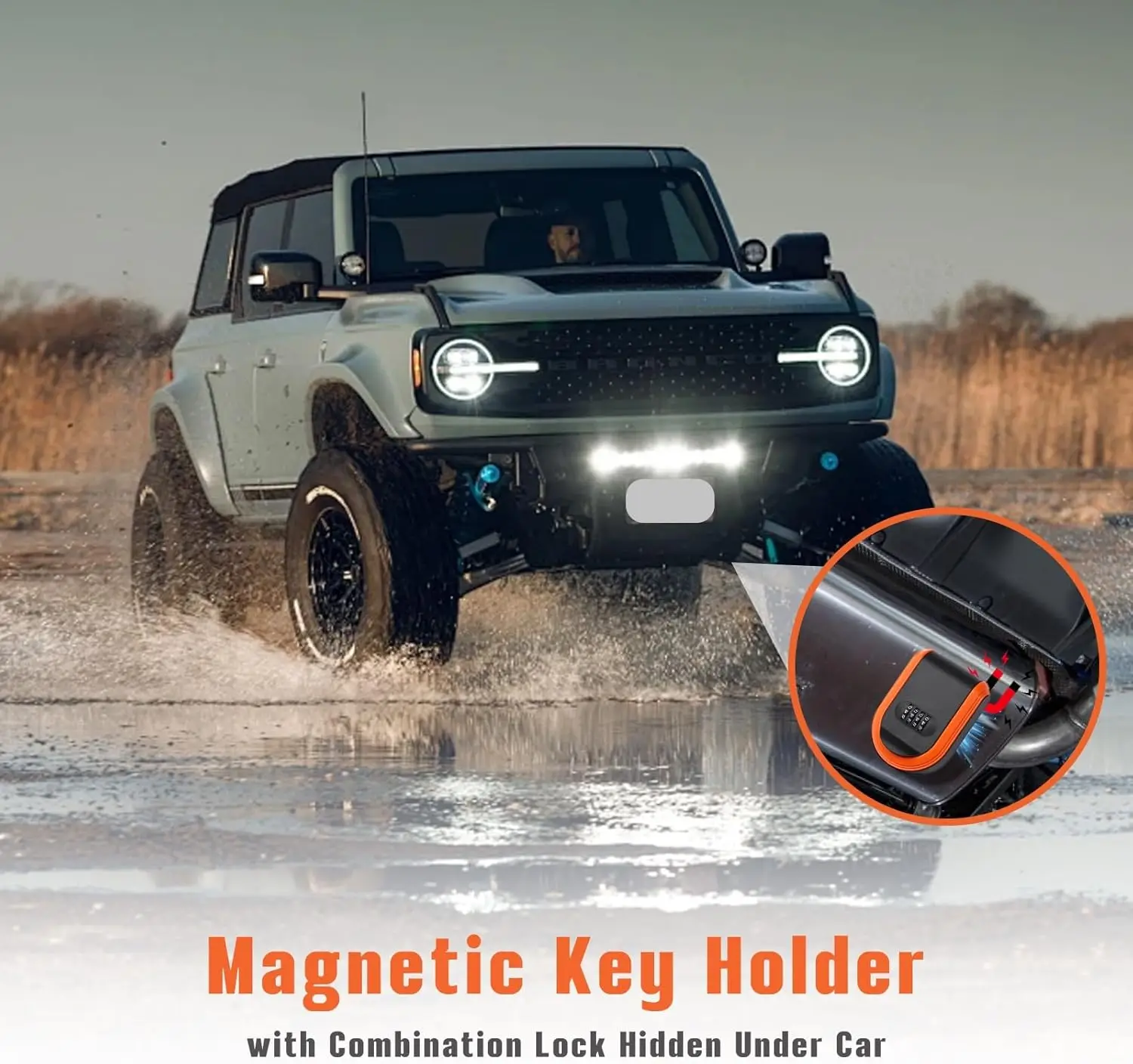 Magnetic Key Holder with Combination Lock Hidden Under Car Hide Key Password Box with Strong Magnet for Storage Key Indoor