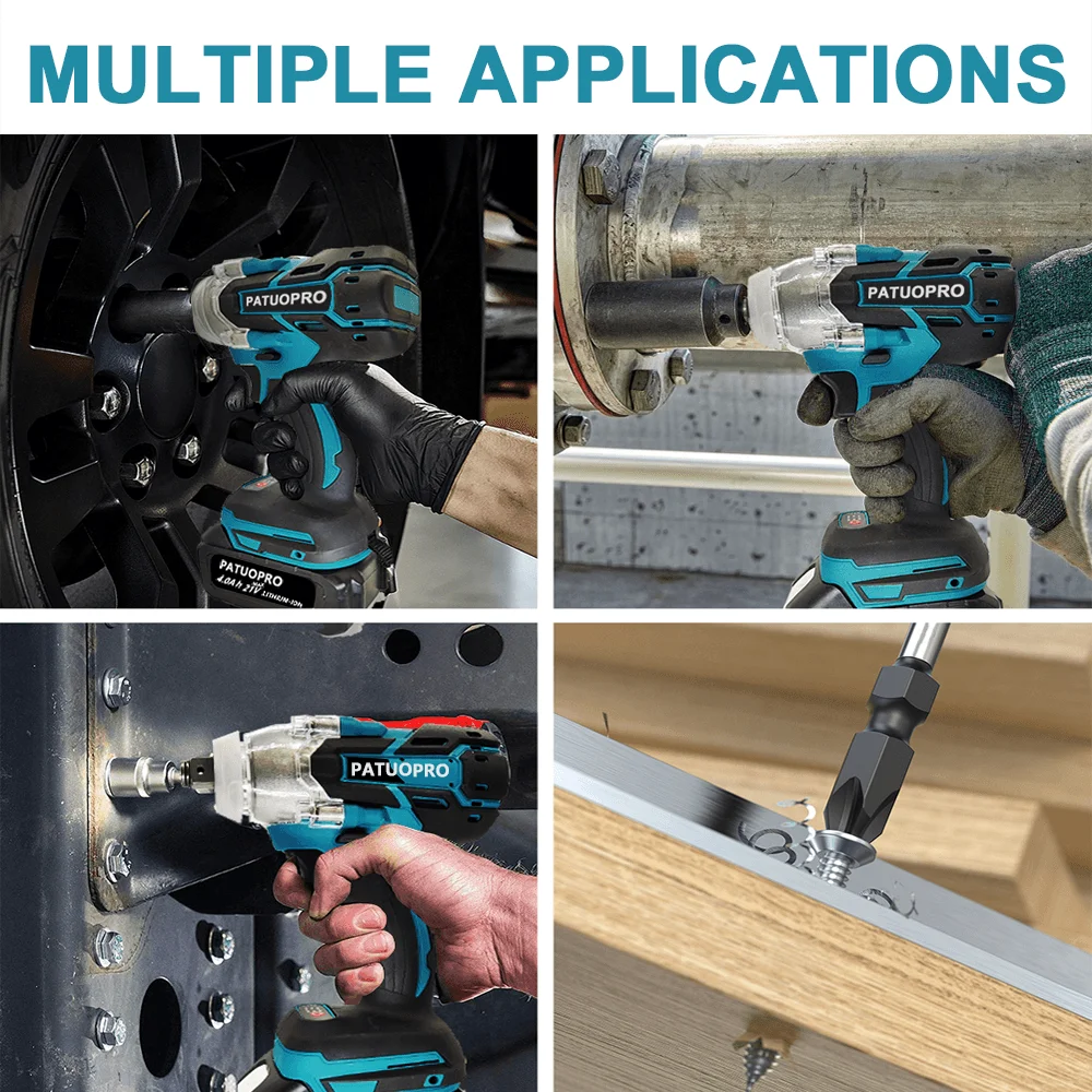 500N.m Dual-Use Cordless Impact Wrench 1/2 Inch Brushless Rechargeable Electric Wrench Power Tools For Makita 18V Battery