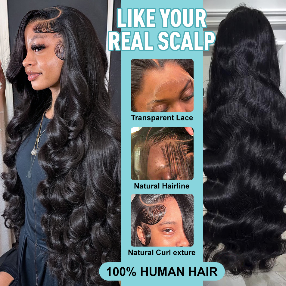 220% Body Wave 13x6 HD Transparent Lace Front Human Hair Wigs 30 40 Inch 13x4 Lace Frontal Water Wave 5x5 Closure Wig For Women