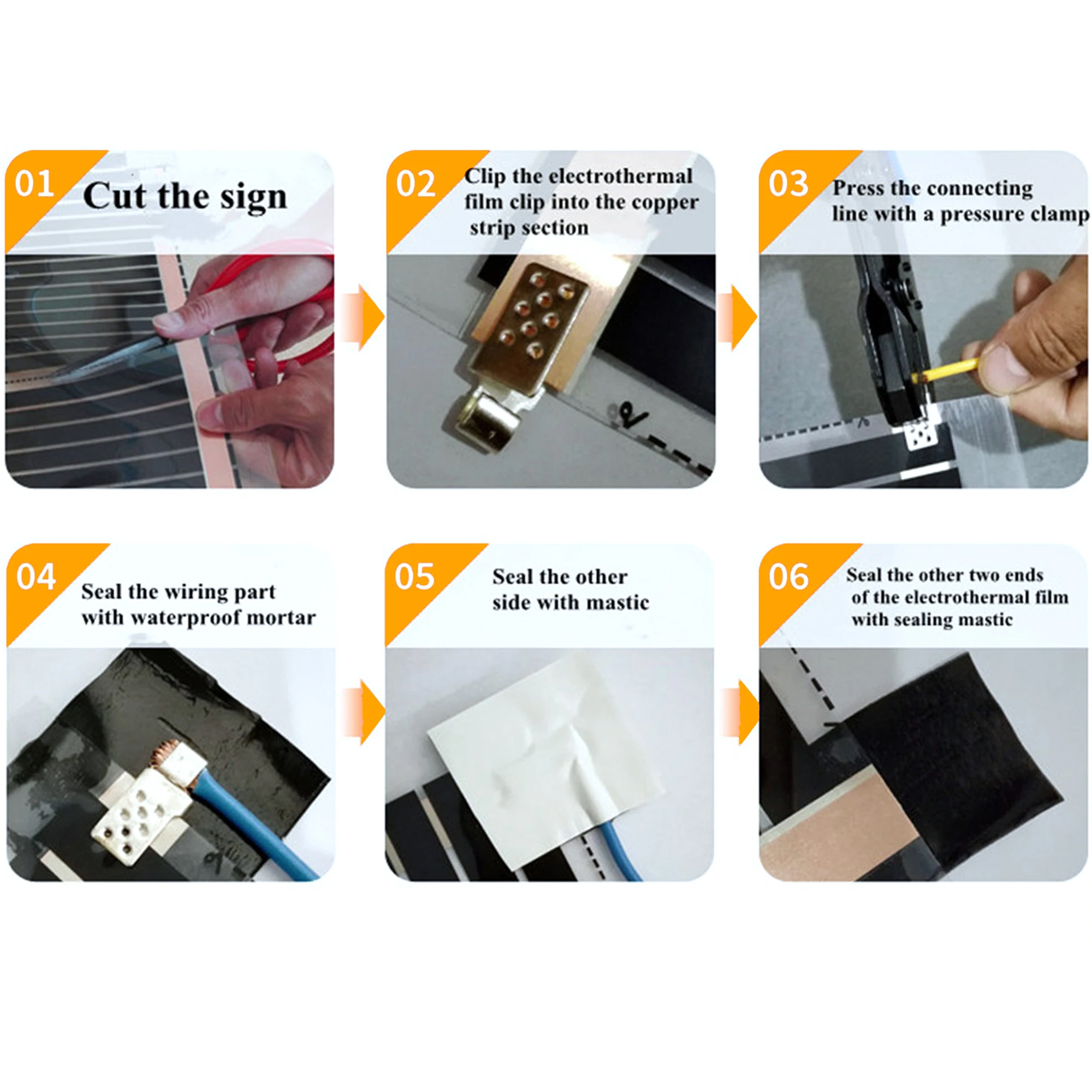 Minco Heat Electric Floor Heating Film Clips Acessórios Braçadeiras de conexão 4 ~ 100pcs