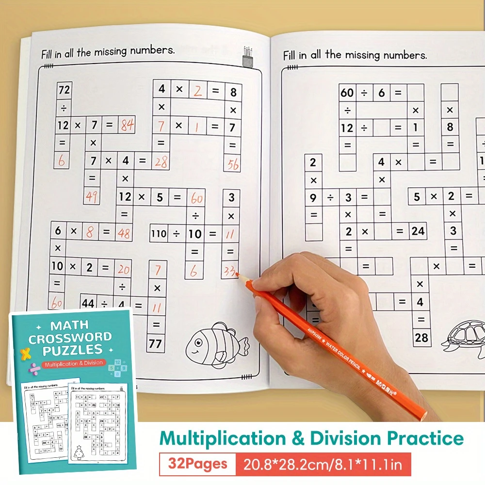 Cuaderno de ejercicios de matemáticas para niños: suma, resta, multiplicación, división con teclas de respuesta, juegos de pensamiento para aula escolar en casa