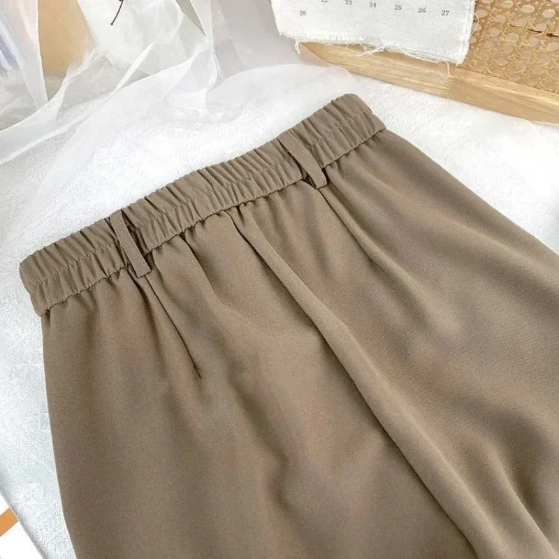 Outono primavera preto terno haren calças femininas moda elástica cintura alta calças casuais mulher estilo coreano sólido escritório pant 2023