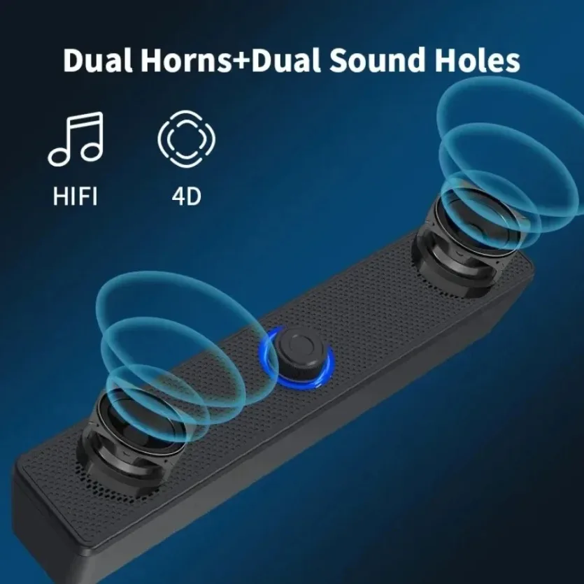 XIKCU Wireless Bluetooth and PC Soundbar Wired Speaker USB Powered Soundbar for TV Pc Laptop Home Theater Surround Audio System