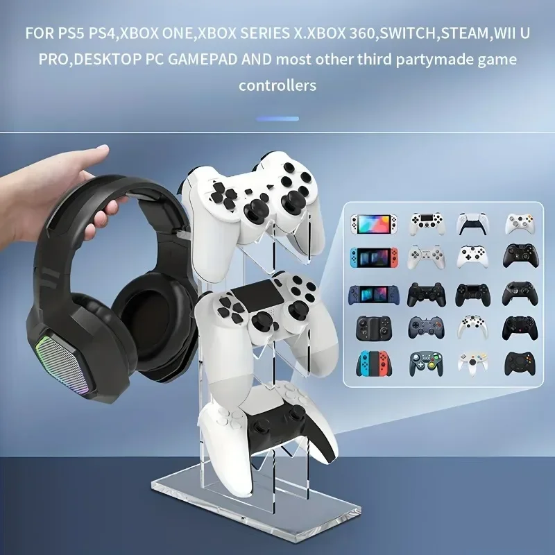 Universal Three-layer Headset Stand Game Console Stand Desktop Storage for All Headphones Handle Console Headphone Accessories