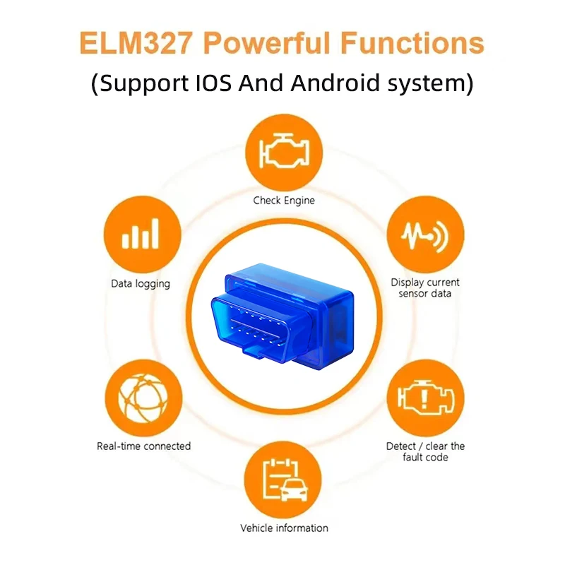 Mini ELM327 V2.1 OBD2 เครื่องสแกนเนอร์รหัสบลูทูธเครื่องมือวินิจฉัยรถยนต์สําหรับ Android/IOS ยานยนต์ Fault Detector