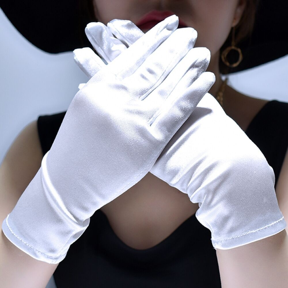 Women's White Satin Wedding Bride Gloves 23 cm 38 cm 55 cn Ball Gloves Elegant Designed for Formal Occasions