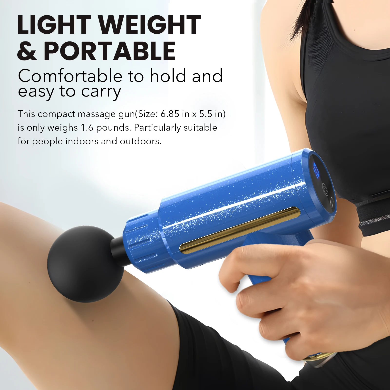 Sejoy portátil fáscia arma massageador de tecido mini massagem corporal leve com tela sensível ao toque led 4 cabeças de massagem substituíveis