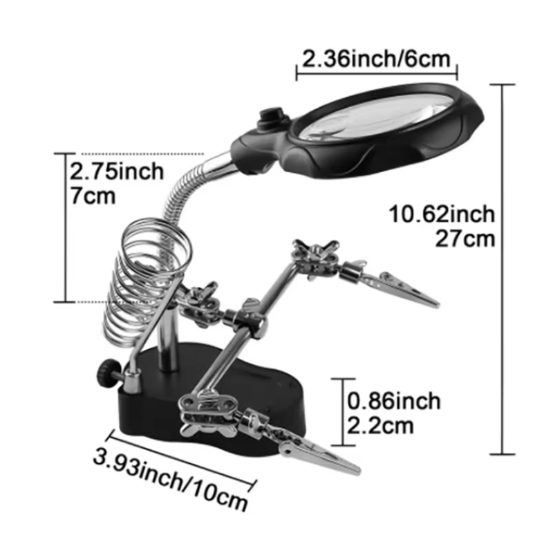 13.5X 12X Saldatura Ausiliaria Clip Lente di Ingrandimento Saldatore Elettrico Circuito Saldatura Ferro Lente di Ingrandimento Staffa Strumenti