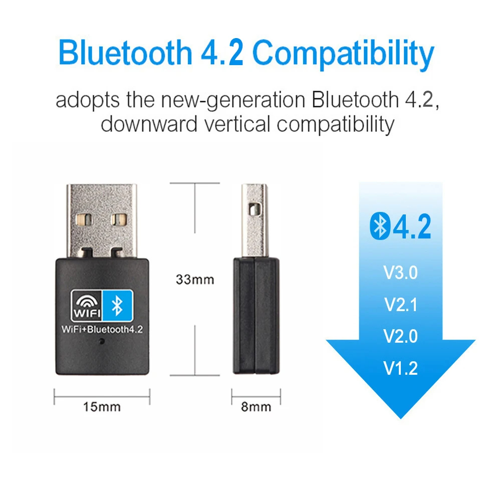 Adaptador USB WiFi Bluetooth de 150Mbps, Dongle 2 en 1, receptor Wlan inalámbrico de red Wi-Fi USB de 2,4G para ordenador portátil, accesorios para PC de escritorio