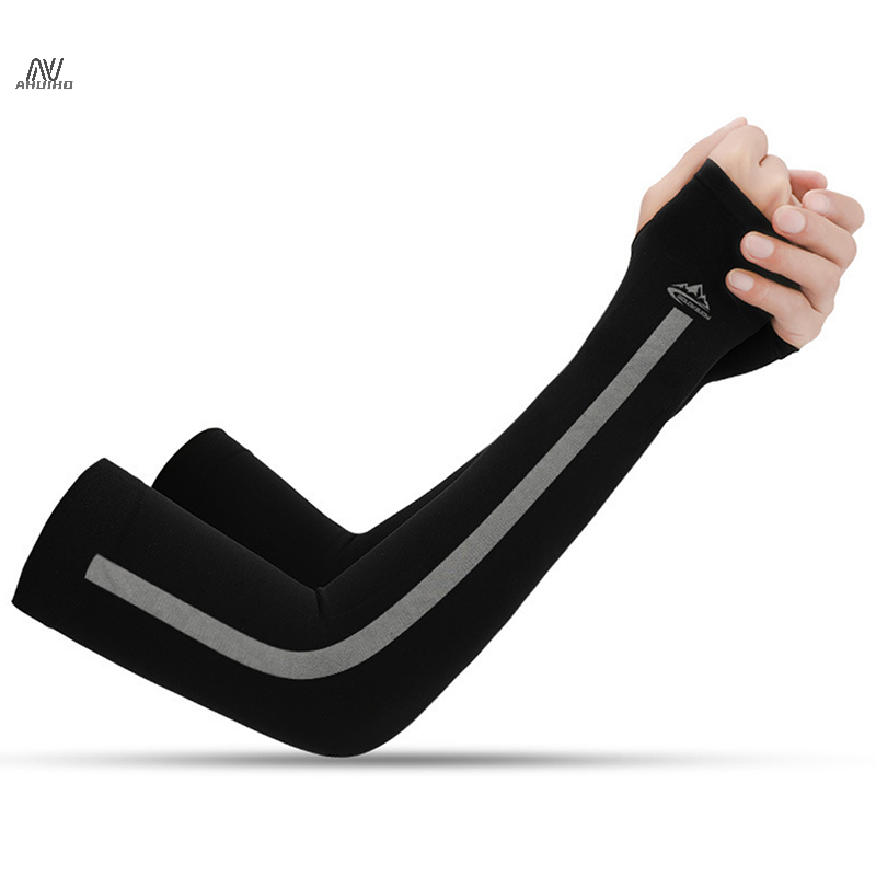 UV Solar Arm Sleeves Woman Men Cycling Fingerless Gloves Cool Muff Summer Ice Silk Elastic Arm Cover Driving Anti-Sunburn Sleeve