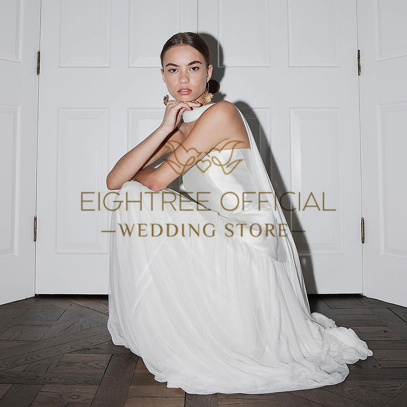 Eightree 2025 Elegant A-Line Wedding Dresses White Strapless Princess Bridal Dress Boho Beach Wedding Prom Ball Gowns Customized